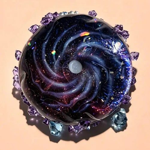 Starry Night Aurora Galaxy Swirl Quick - Rebound Taba Squishy with Amethyst Shards (Packaged) - product_typeNuwa Squishy