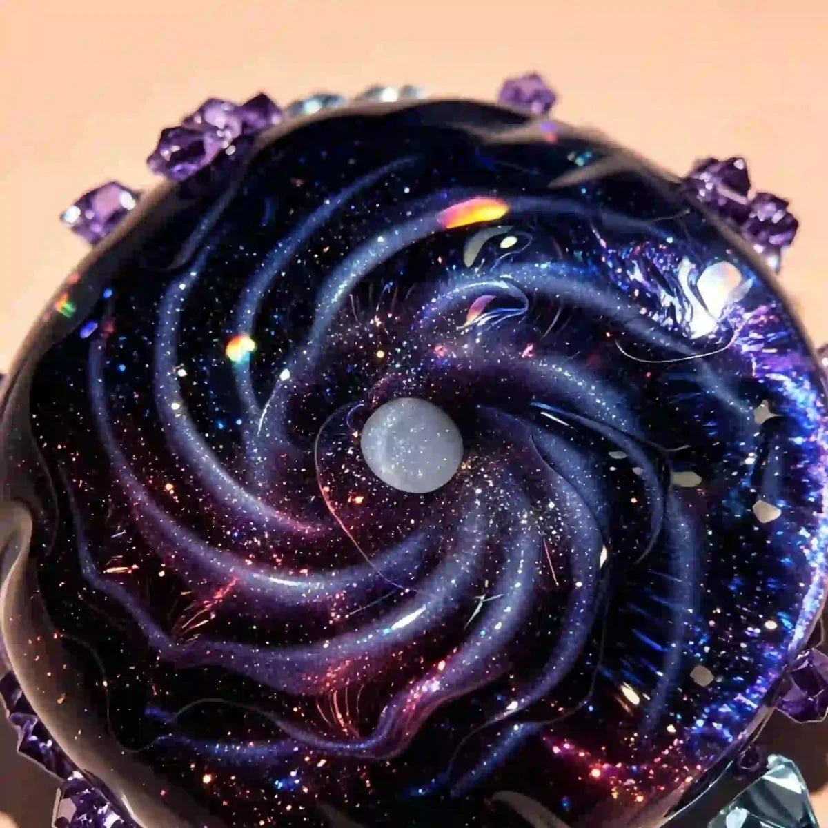 Starry Night Aurora Galaxy Swirl Quick - Rebound Taba Squishy with Amethyst Shards (Packaged) - product_typeNuwa Squishy