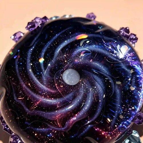 Starry Night Aurora Galaxy Swirl Quick - Rebound Taba Squishy with Amethyst Shards (Packaged) - product_typeNuwa Squishy